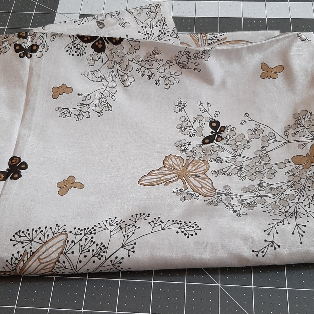 2.5 yards semi sheer fabric grey with butterflies